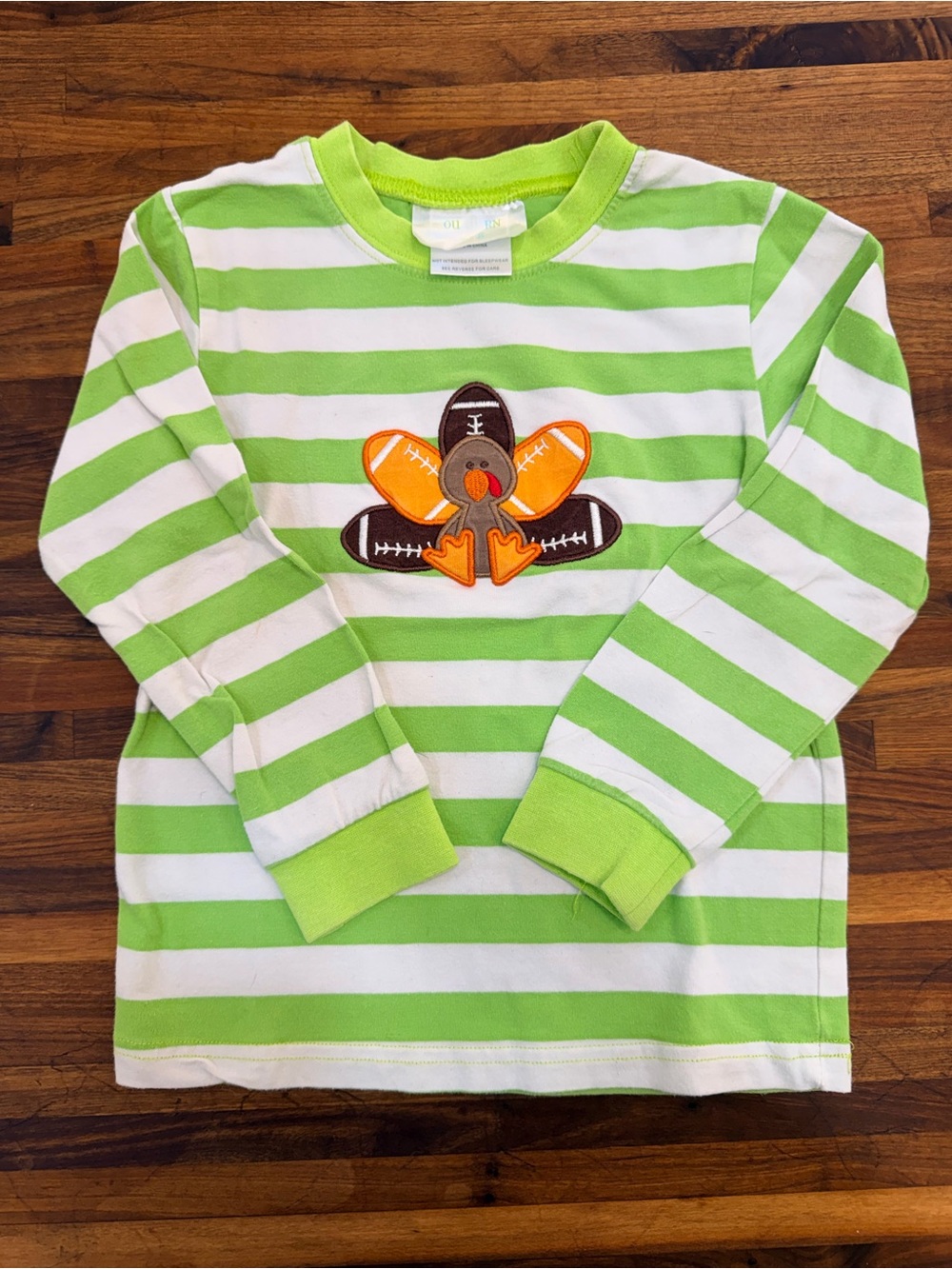 Southern Tots Thanksgiving Turkey Football Appliqué Long-Sleeve Shirt - 4T
